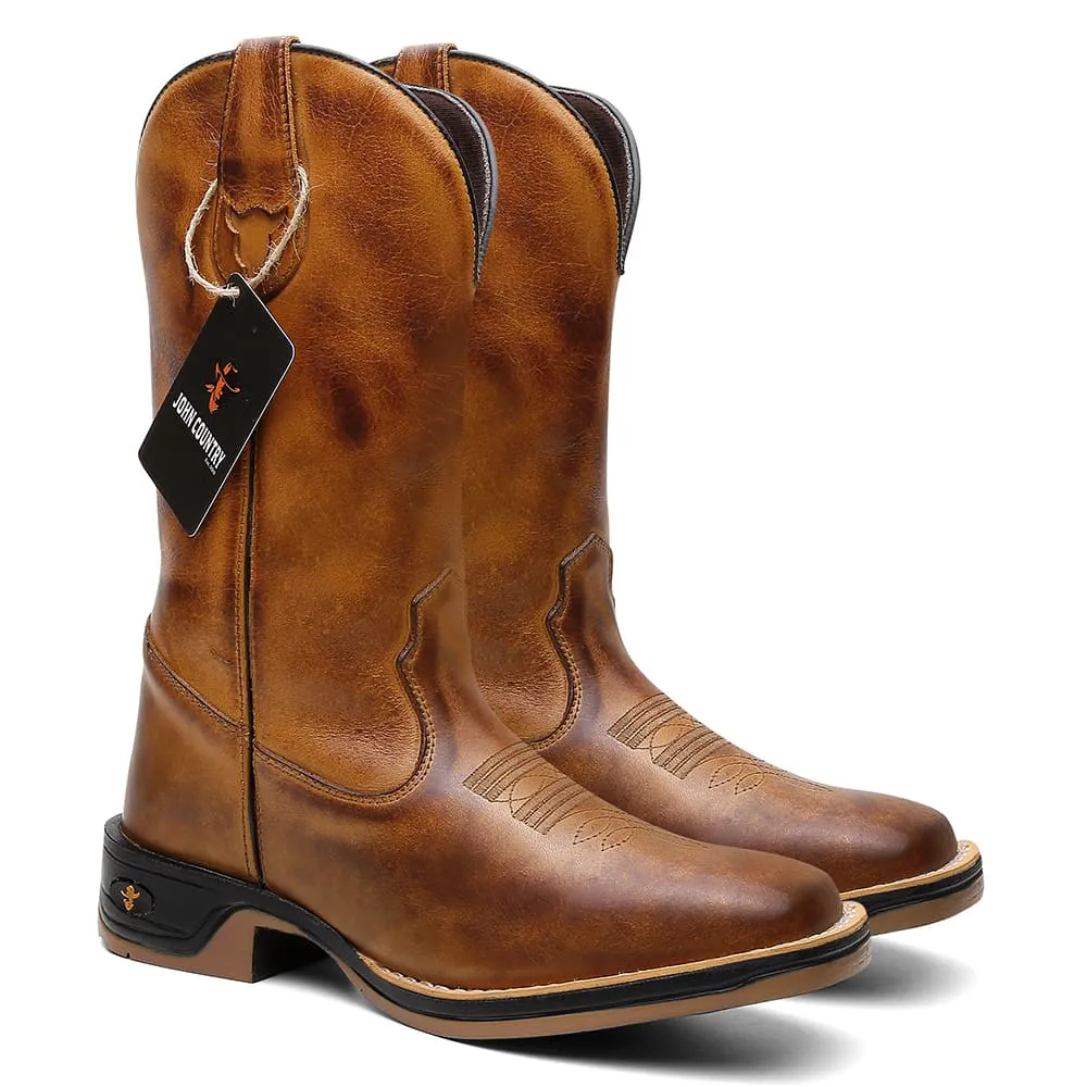 Bota Texana Masculina Lisa Whisky em Couro Sola Jump - Cód.: 219 em Oferta na Shopee