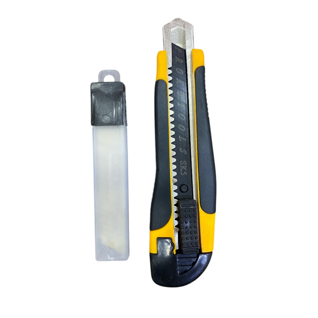 Estilete Profissional Emborrachado 5 Lâminas Com Trava 18mm Multifuncional Estilete Grande Premium em Oferta na Shopee