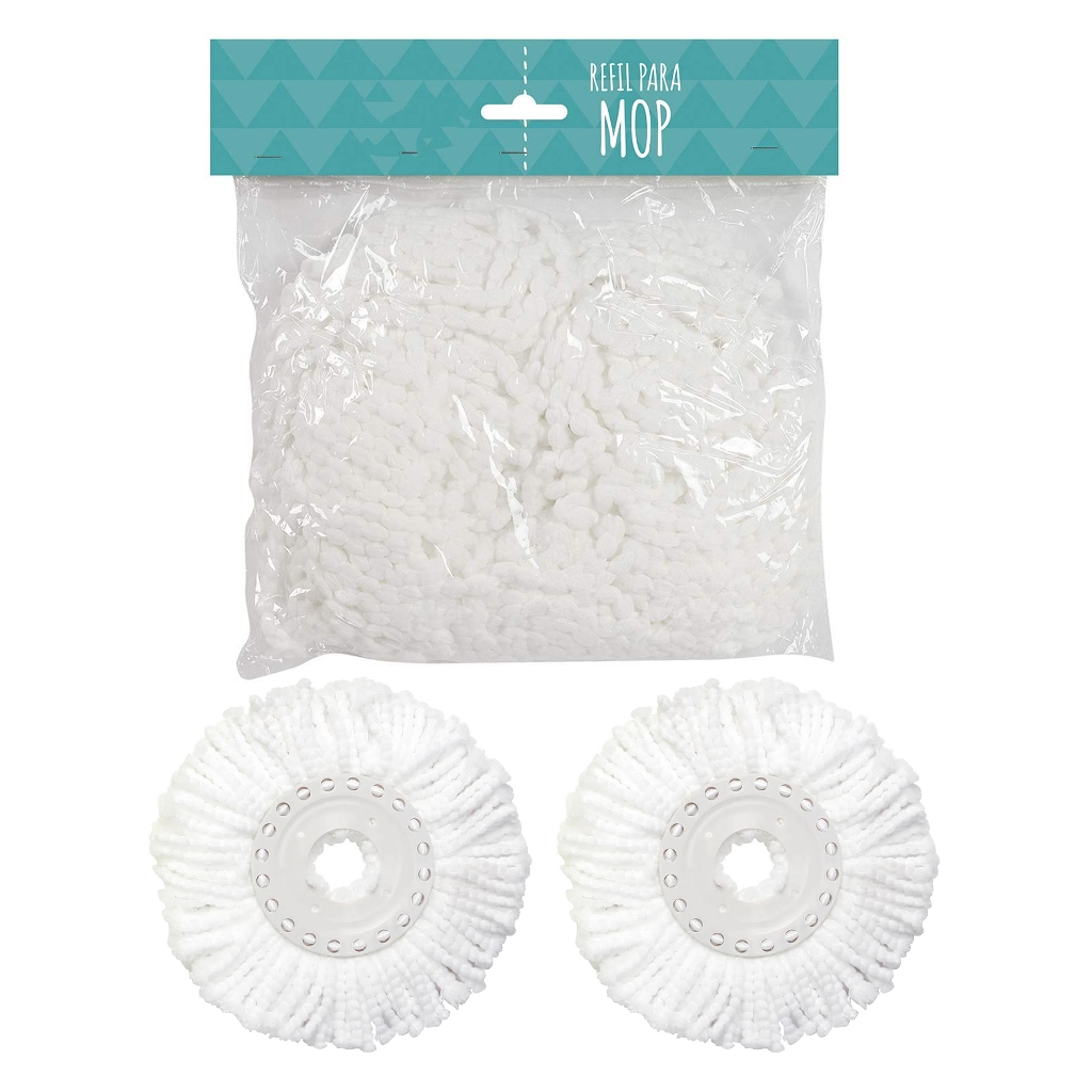 Kit Mop Limpeza 2 Refil Microfibra Esfregão Giratório Fit