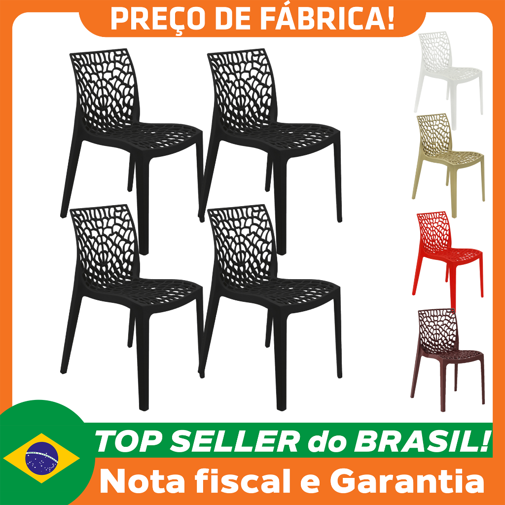 Kit 4 Cadeiras Gruvyer Design Cozinha Sala de Estar Jantar em Oferta na Shopee