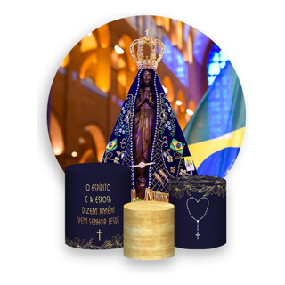 Painel Redondo E Capas De Cilindro Sublimados Nossa Senhora em Oferta na Shopee