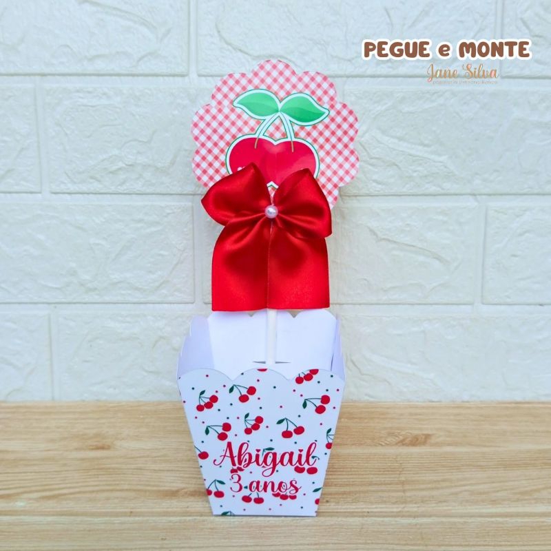 Centro de Mesa Cereja - Cerejinha - Personalizados - Lembrancinha - Festa Infantil - Aniversário / PEGUE E MONTE