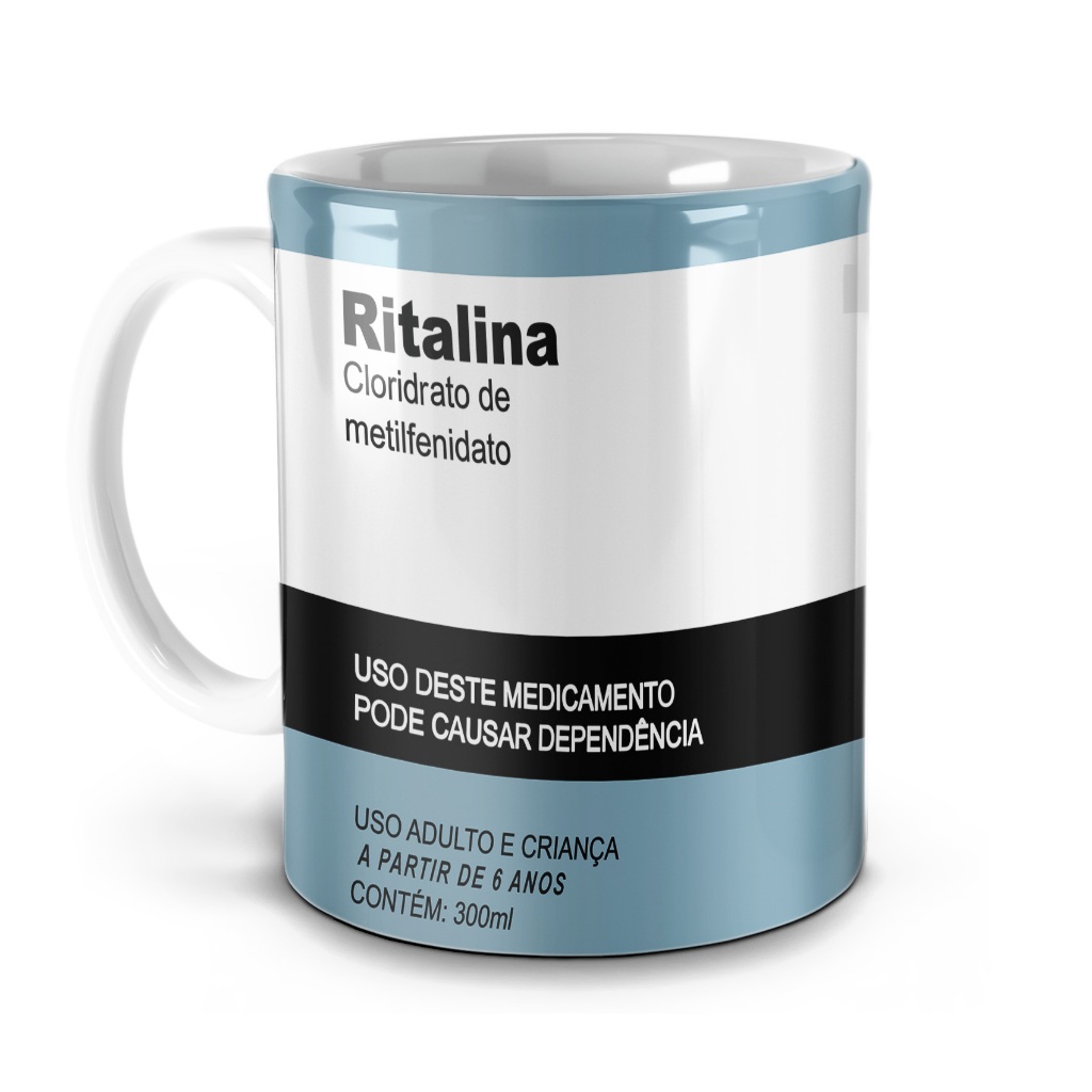 Caneca Cerâmica Ritalina - Alça e interior branca