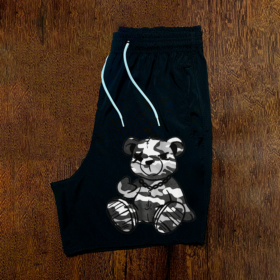 Short Bermuda Masculina Streat Urso Camuflado Cinza Urbans Money Company Skate Short Tac Tel em Elastano