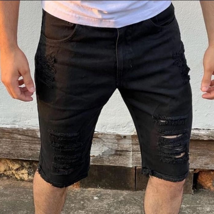 SHORT Jeans Masculina Colorida Rasgada destroyed(VERÃO) em Oferta na Shopee