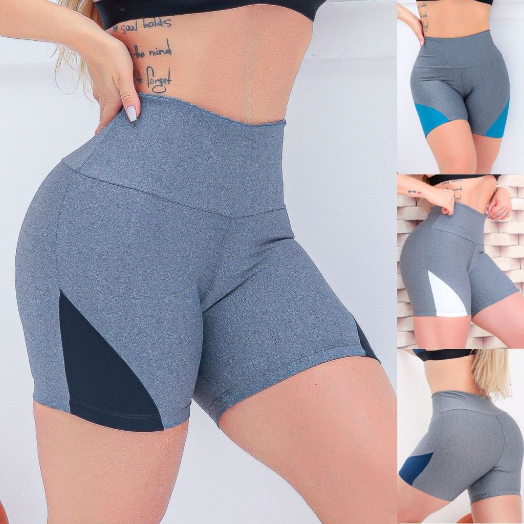 Shortinho Suplex Esportivo Feminino Recortes Laterais para Academia Conforto Moda Fit Promoção