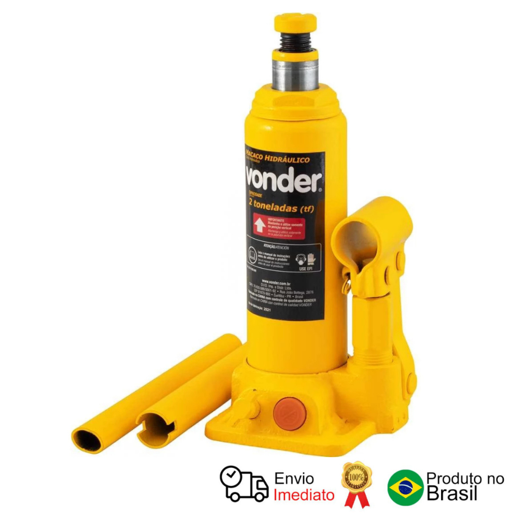 Macaco Hidráulico Tipo Garrafa 2 Toneladas (2 Tf) Vonder