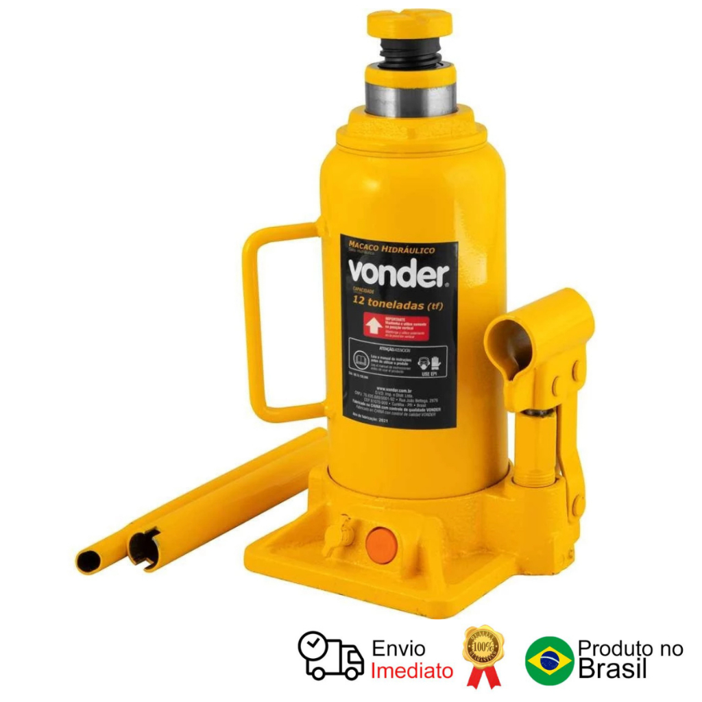 Macaco Hidráulico Tipo Garrafa 12 Toneladas Vonder em Oferta na Shopee