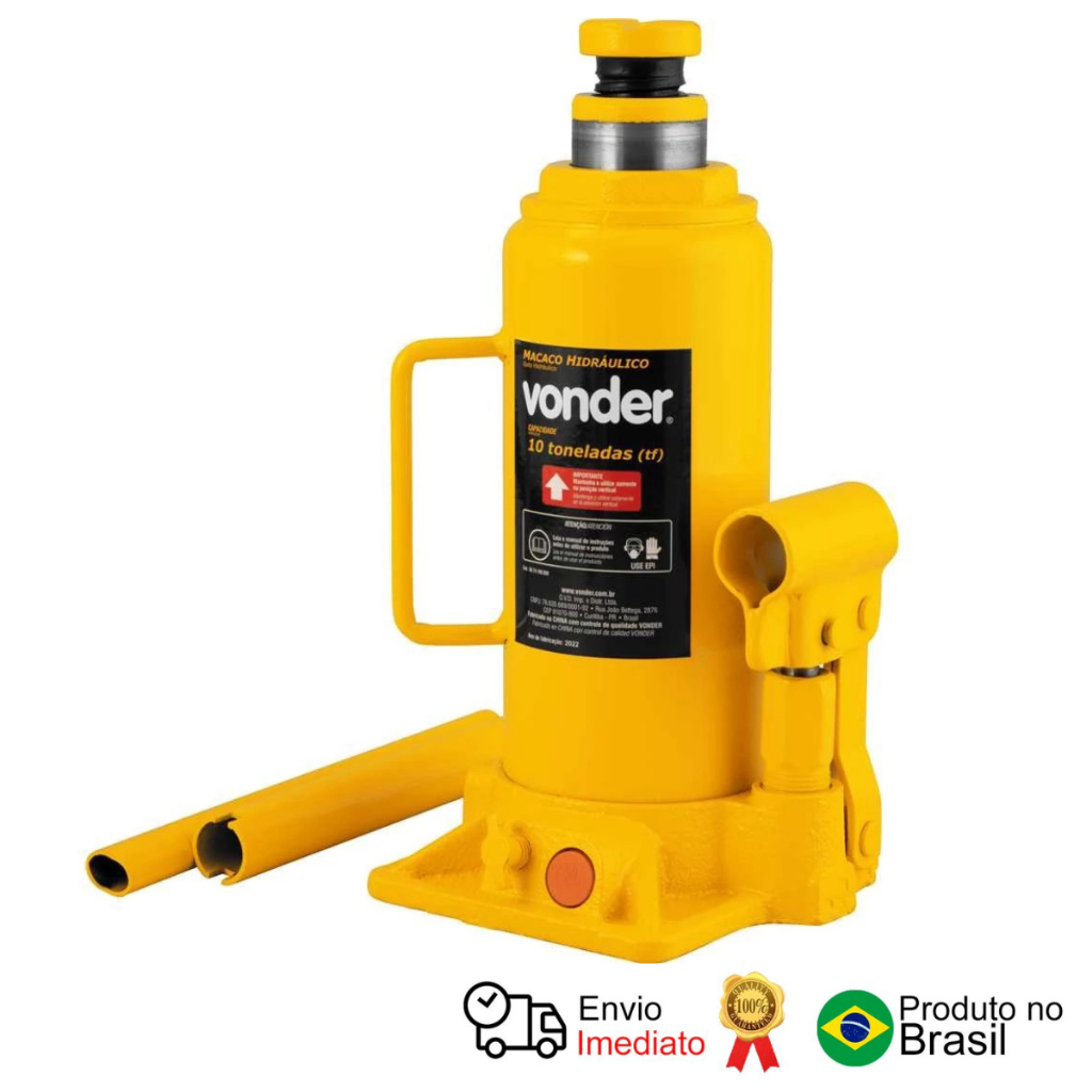 Macaco Hidráulico Tipo Garrafa 10 Toneladas (10 Tf) Vonder