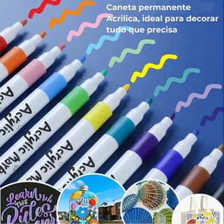 Caneta Acrílica Paint 12 Cores Decoração Vidro Tênis Caneca Unhas Caneta Personalizar Colorir