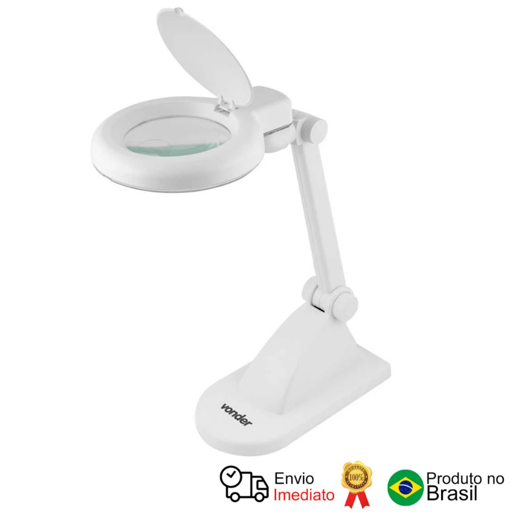 Lupa Articulada Com Led Bivolt Com Base Para Bancada Vonder em Oferta na Shopee
