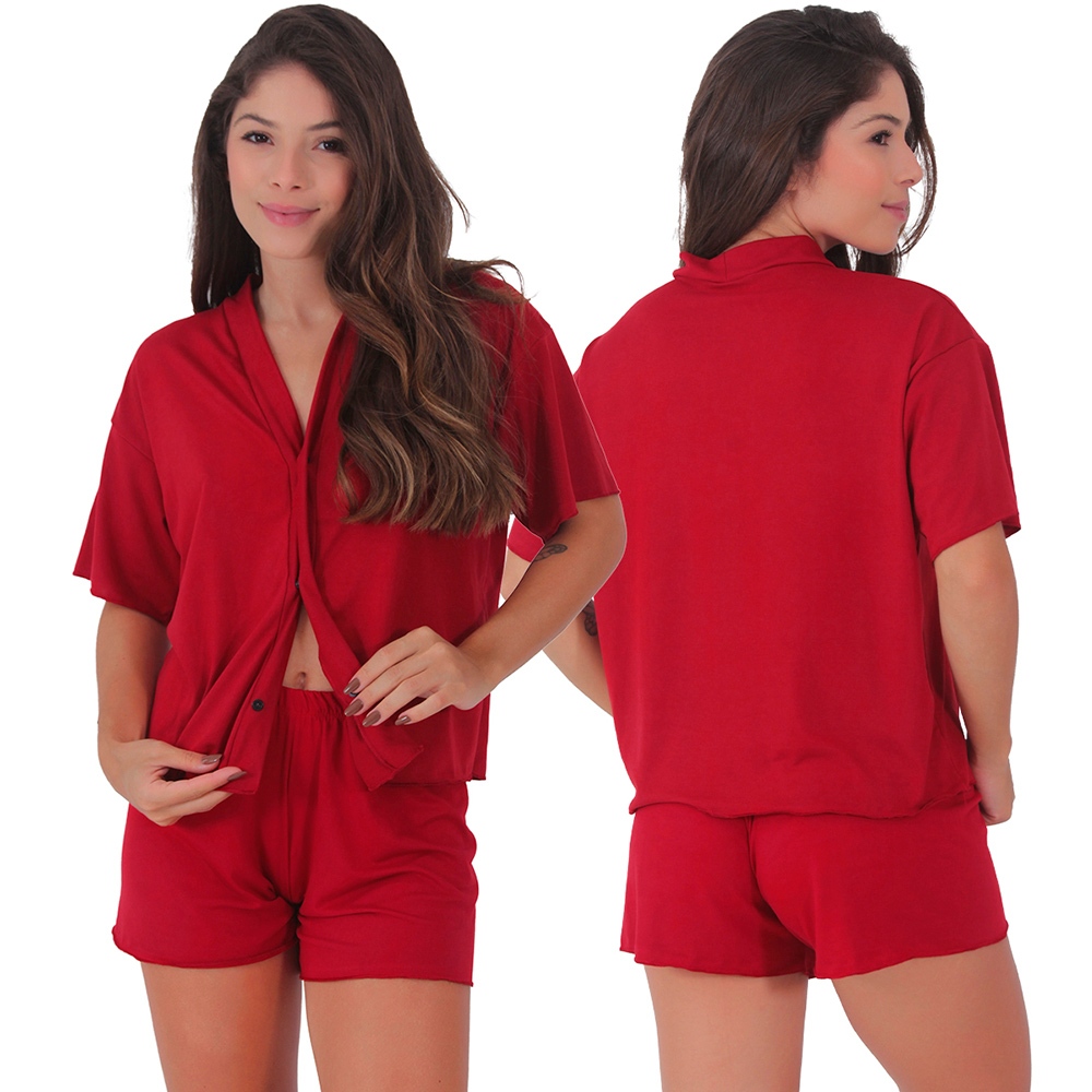 Pijama Americano Aberto Suede Amamentação Blogueirinha em Oferta na Shopee