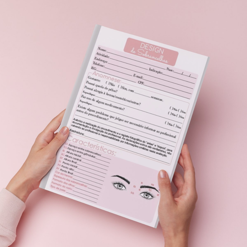 Ficha Técnica Completa Anamnese para Design de Sobrancelhas
