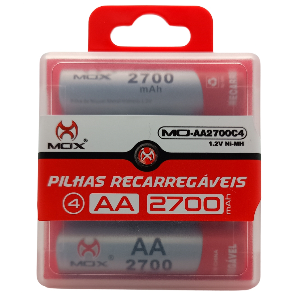 Case C/ 4 Pilhas Baterias Recarregáveis 2700mah Aa 1.2v Ni-mh em Oferta na Shopee