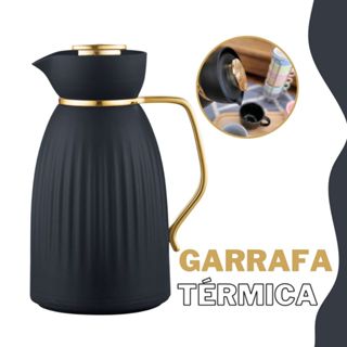 Garrafa Térmica 1 Litro Café Chá Jade Preta E Dourado Click Abre Fecha em Oferta na Shopee
