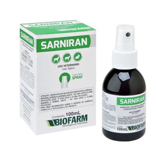 Sarniran Antiparasitário e Antifúngico em Spray para Animais Pets - 100 mL - Biofarm em Oferta na Shopee