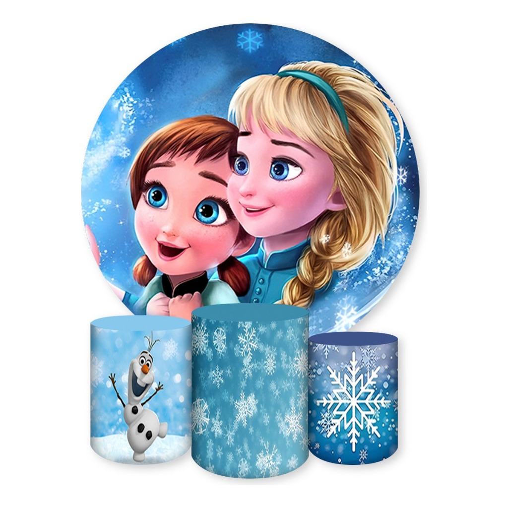 Painel Redondo E Capas De Cilindro Sublimados Frozen em Oferta na Shopee