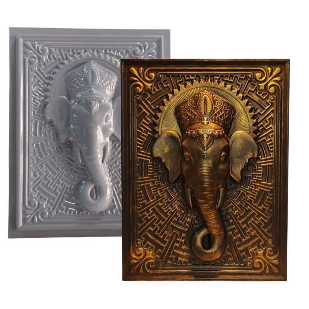 Forma Para Decoração Elefante Tromba Quadro Parede Gesso Pintar