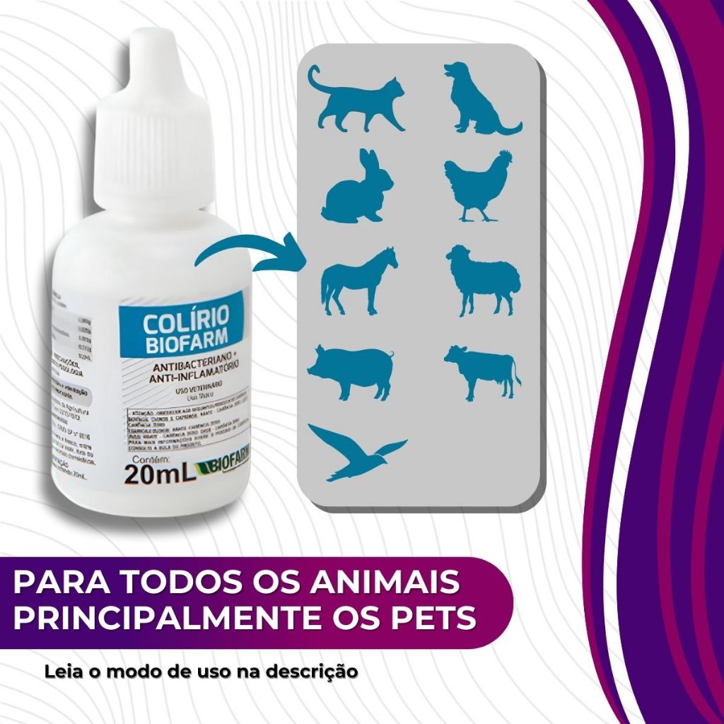 Biofarm Colírio Pet 20mL – Solução Segura Oftálmica Antibacteriana Para Uso Veterinário
