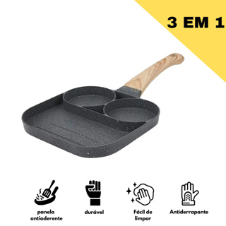Frigideira Antiaderente 3 Furos Divisórias Fritar Ovo Lanche Hambúrguer Jogo de Panelas Multiuso em Oferta na Shopee