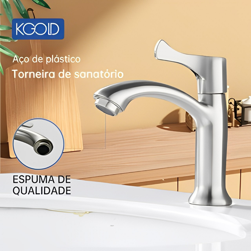 Torneira de metal inox bico baixo para banheiro e lavabo em Oferta na Shopee