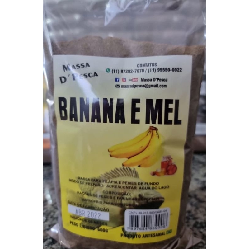 MASSA PARA PESCA BANANA E MEL MASSA D´PESCA 500 GRAMAS em Oferta na Shopee