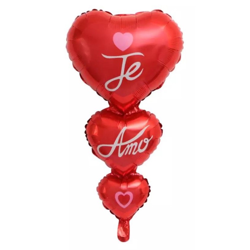 Balão Coração Triplo Frase Te Amo 98x45cm em Oferta na Shopee