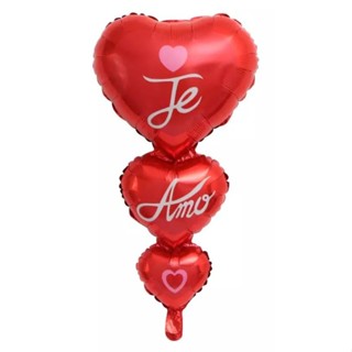 Balão Coração Triplo Frase Te Amo 98x45cm em Oferta na Shopee