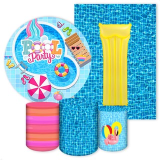 Kit 5 peças Capa Painel + Capa Retangular + Trio Cilindros para Festa Vários Modelos Pool Party em Oferta na Shopee