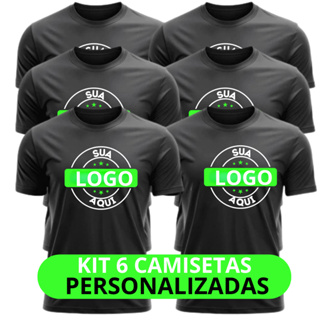 KIT-6 CAMISAS SUA ESTAMPA-ART LOGO FRASE FOTO OU UNIFORME PERSONALIZADO 100% ALGODÃO UNISSEX em Oferta na Shopee