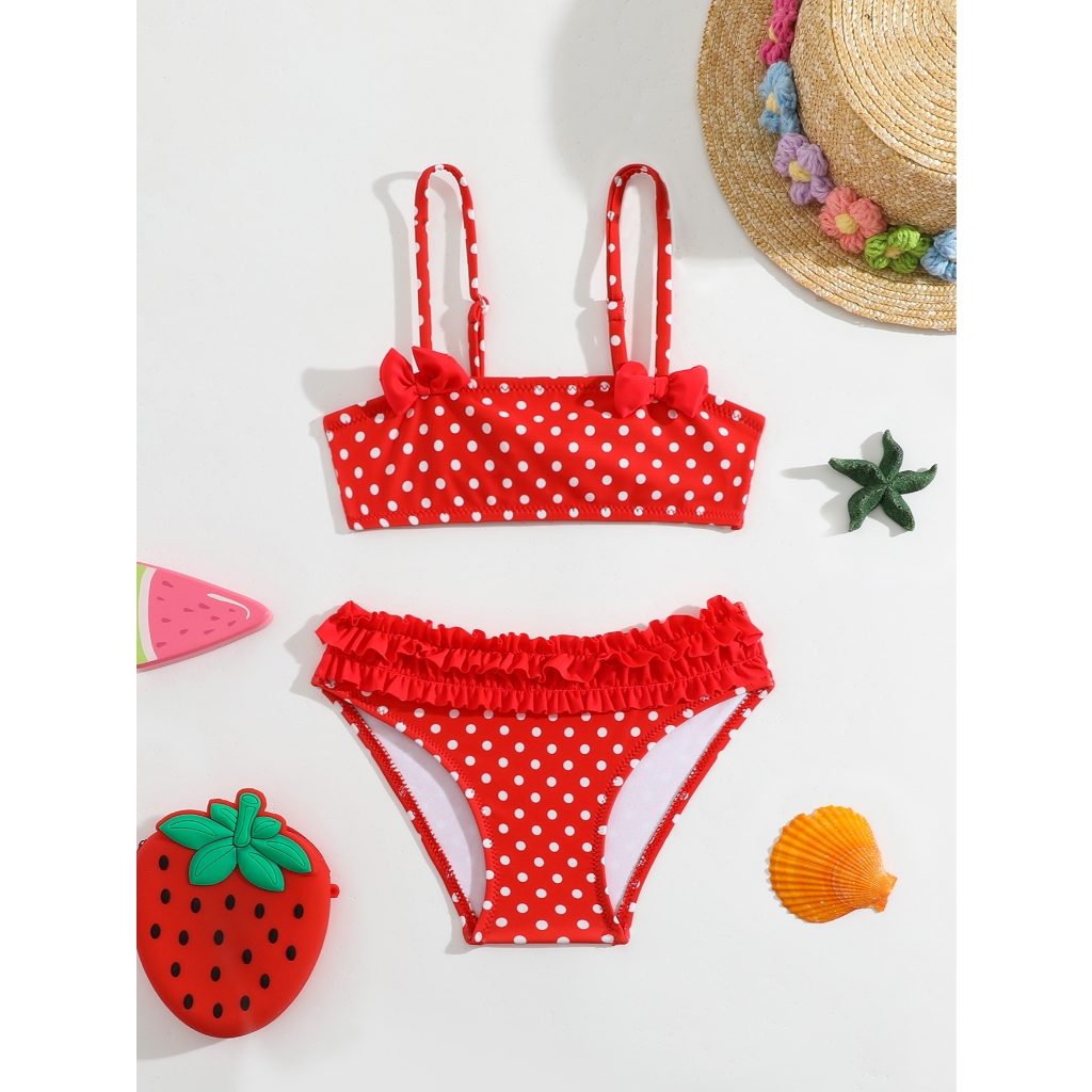 RWX VEST Biquíni Infantil para Bebês - Estampa de Poá Azul Charmosa 2024 B3051