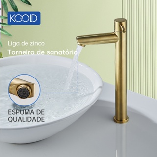 Torneira Monocomando Bica Alta Banheiro Dourada/Cromada/Preto 35cm KGOLD em Oferta na Shopee