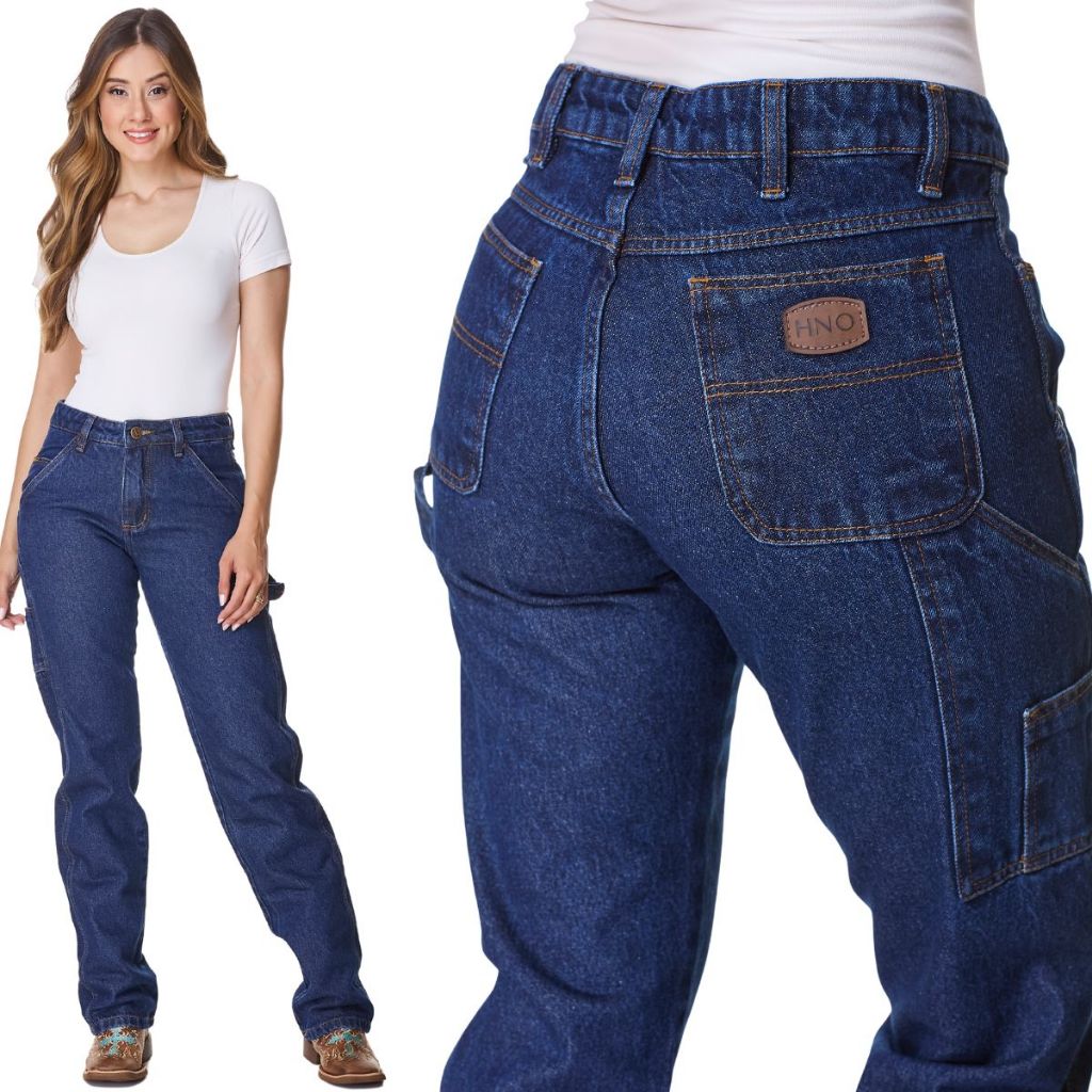 Calça Jeans Carpinteira Country Hno 7 Bolsos Azul Marinho