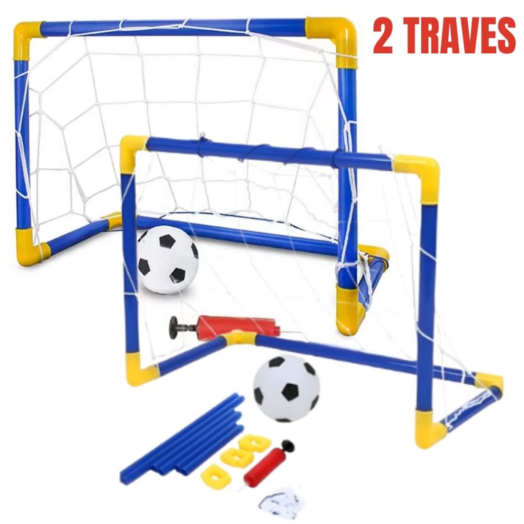 2 Mini Trave Golzinho Futebol Com 2 Bola +2 Trave + 2 Rede + 2 Bomba De Ar