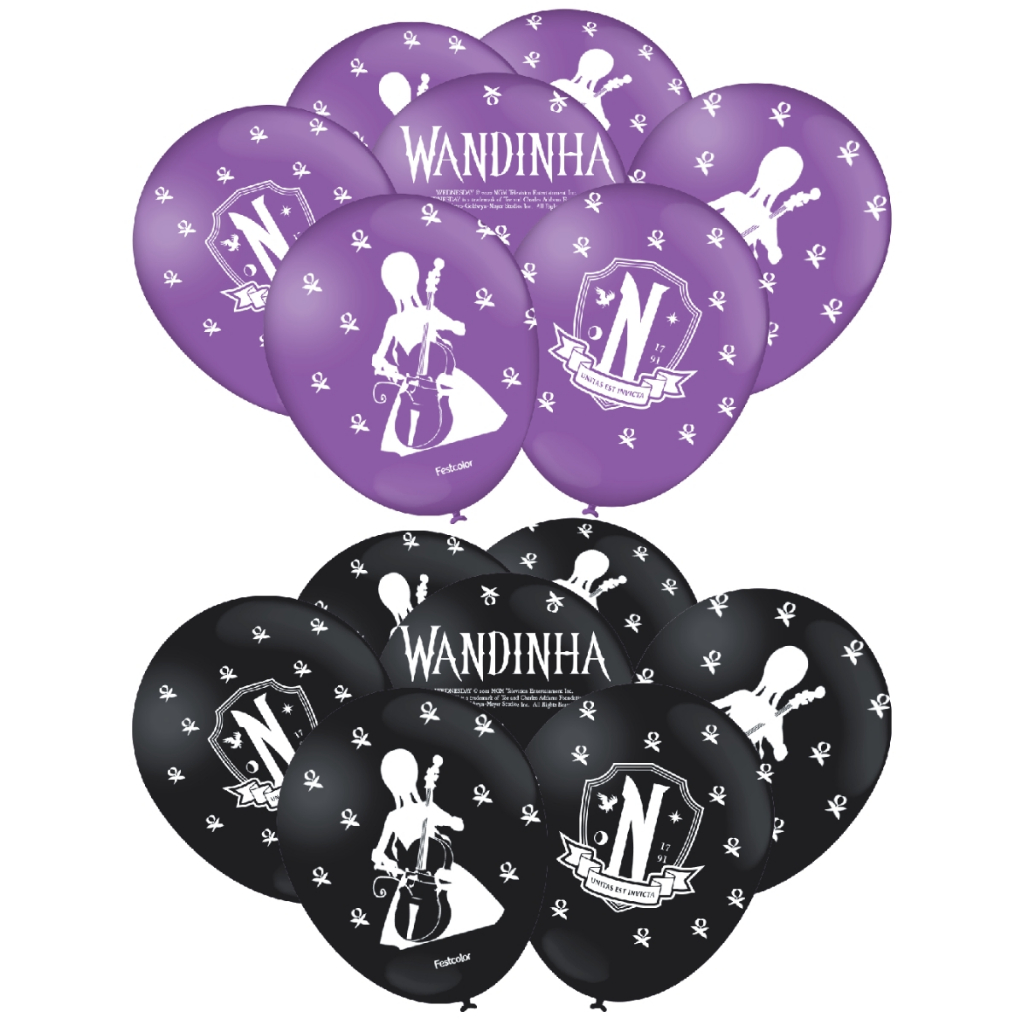 Bexigas Balões Wandinha C/25 Unidades Festcolor em Oferta na Shopee
