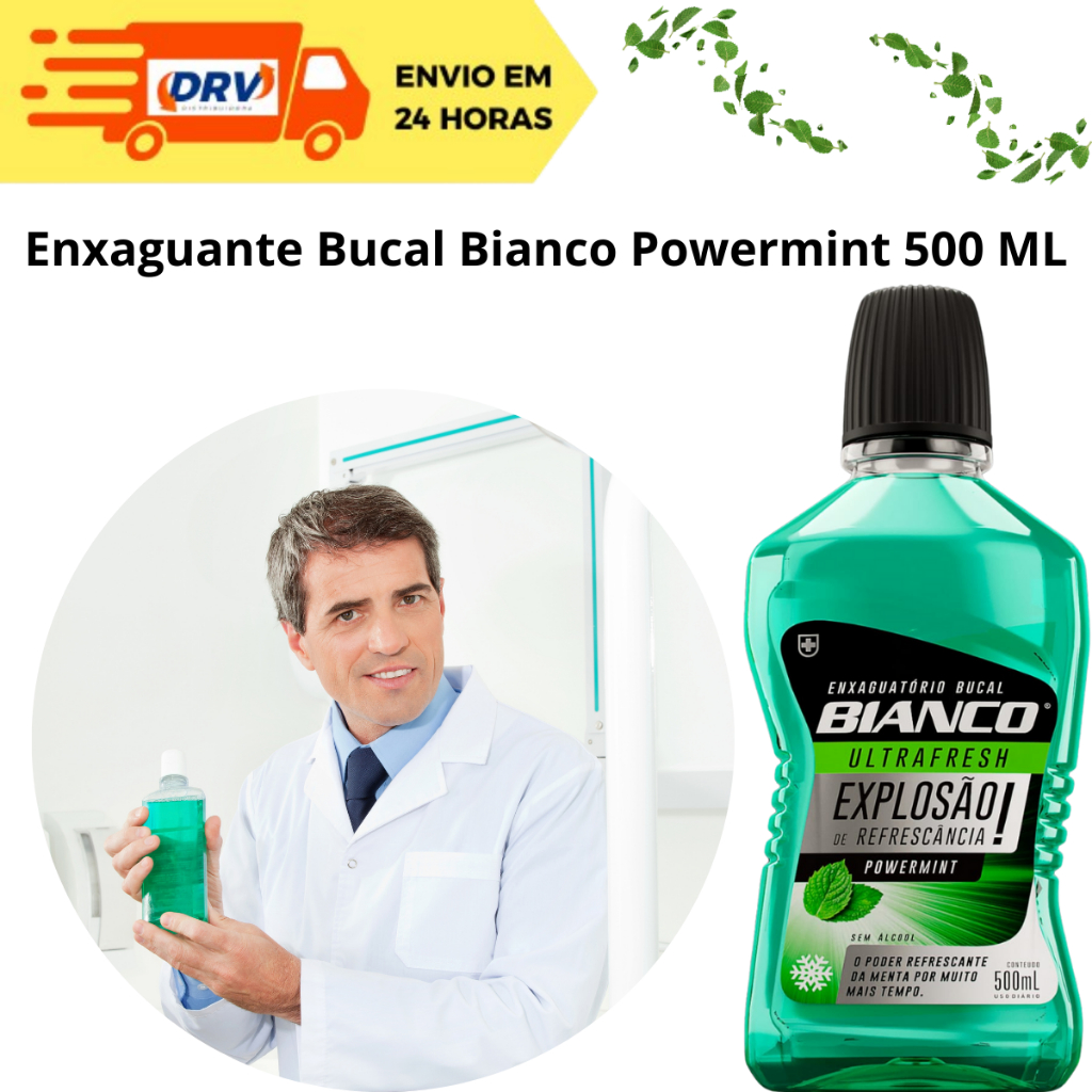 Enxaguante Bucal  Bianco Powermint 500 ML - Enxaguatório Bucal Bianco 500 ML -  Powermint Bianco