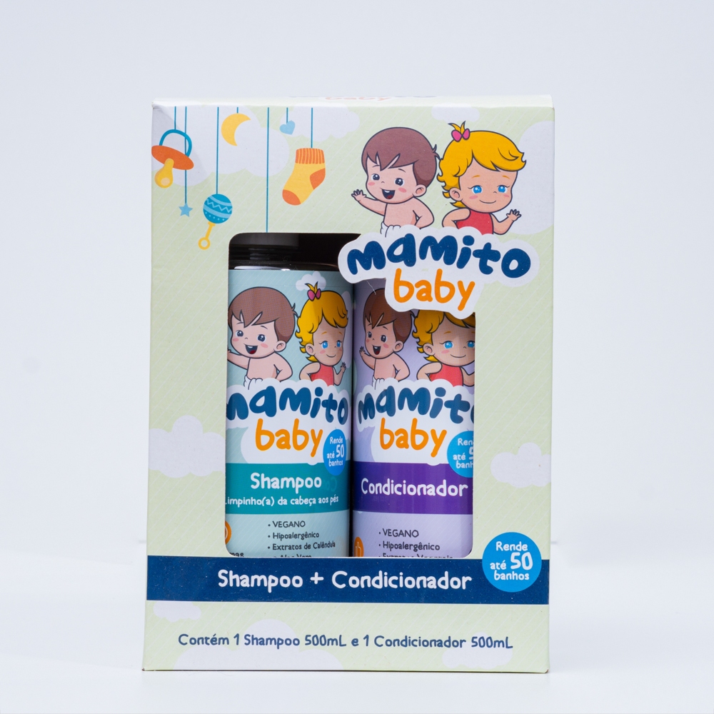 Kit Infantil Shampoo + Condicionador MAMITO BABY 500 ml Seguro Para Todas as Idades. em Oferta na Shopee
