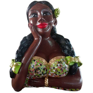 Boneca Namoradeira Decorativa Com Trancas Cor Verde Enfeite Para Varanda Casa Janela Gesso Decorado Pintado em Oferta na Shopee