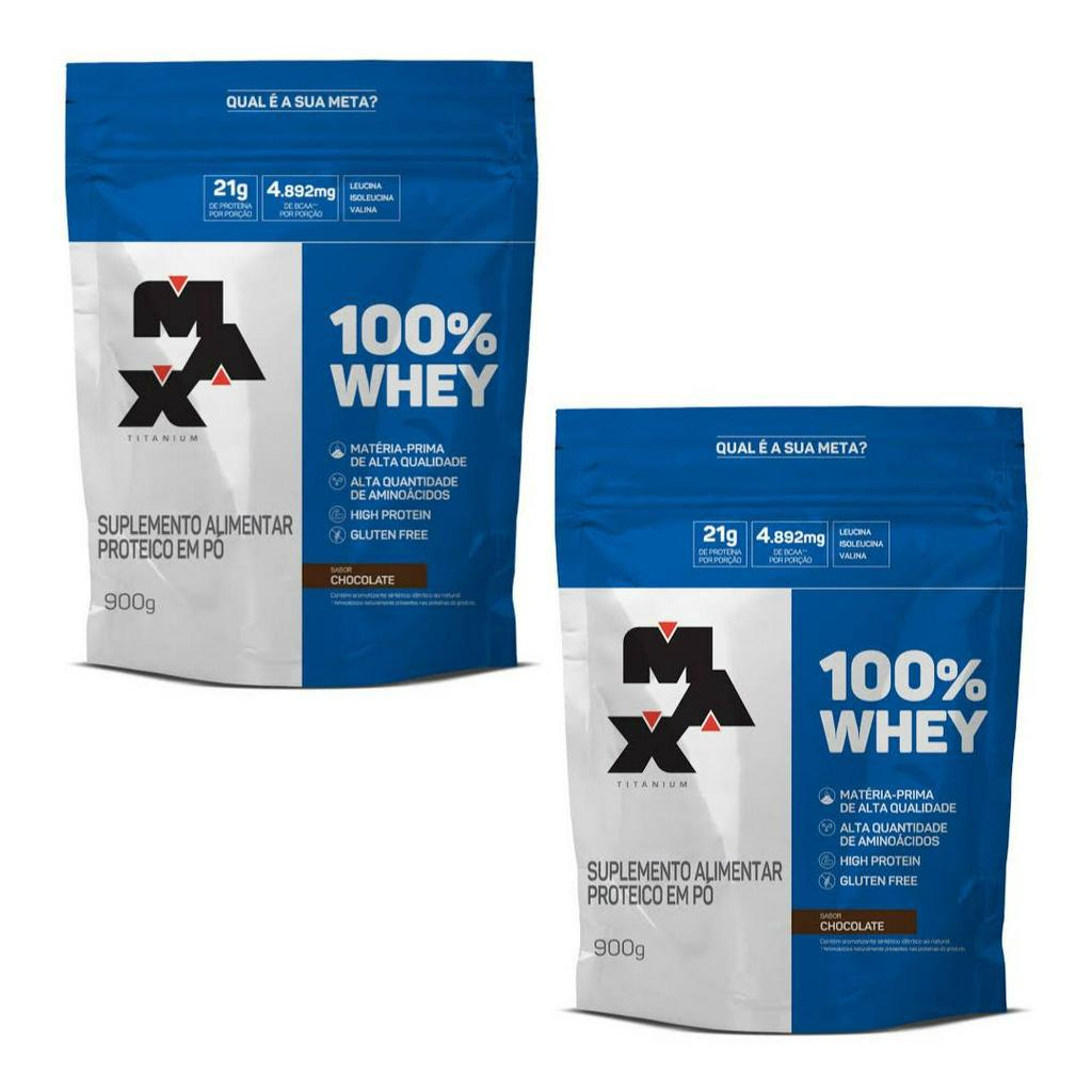 Kit 2x 100% Whey Concentrado Max Titanium 900g (refil) - Health