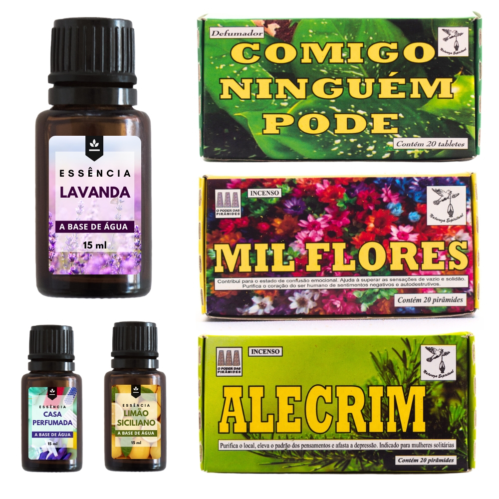 Kit 3 Cx Defumador 60 Tabletes + 3 Essências a Base de Água 15ml