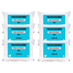 Kit 6 Travesseiros Firme e Alto anti alérgico 50x70 cm macio TNT Fibra Siliconada