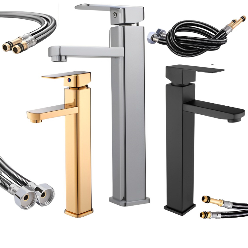 Torneira Monocomando de Inox com Bica Alta para Banheiro Lavatório de Água Quente e Fria, Cor Dourada. em Oferta na Shopee