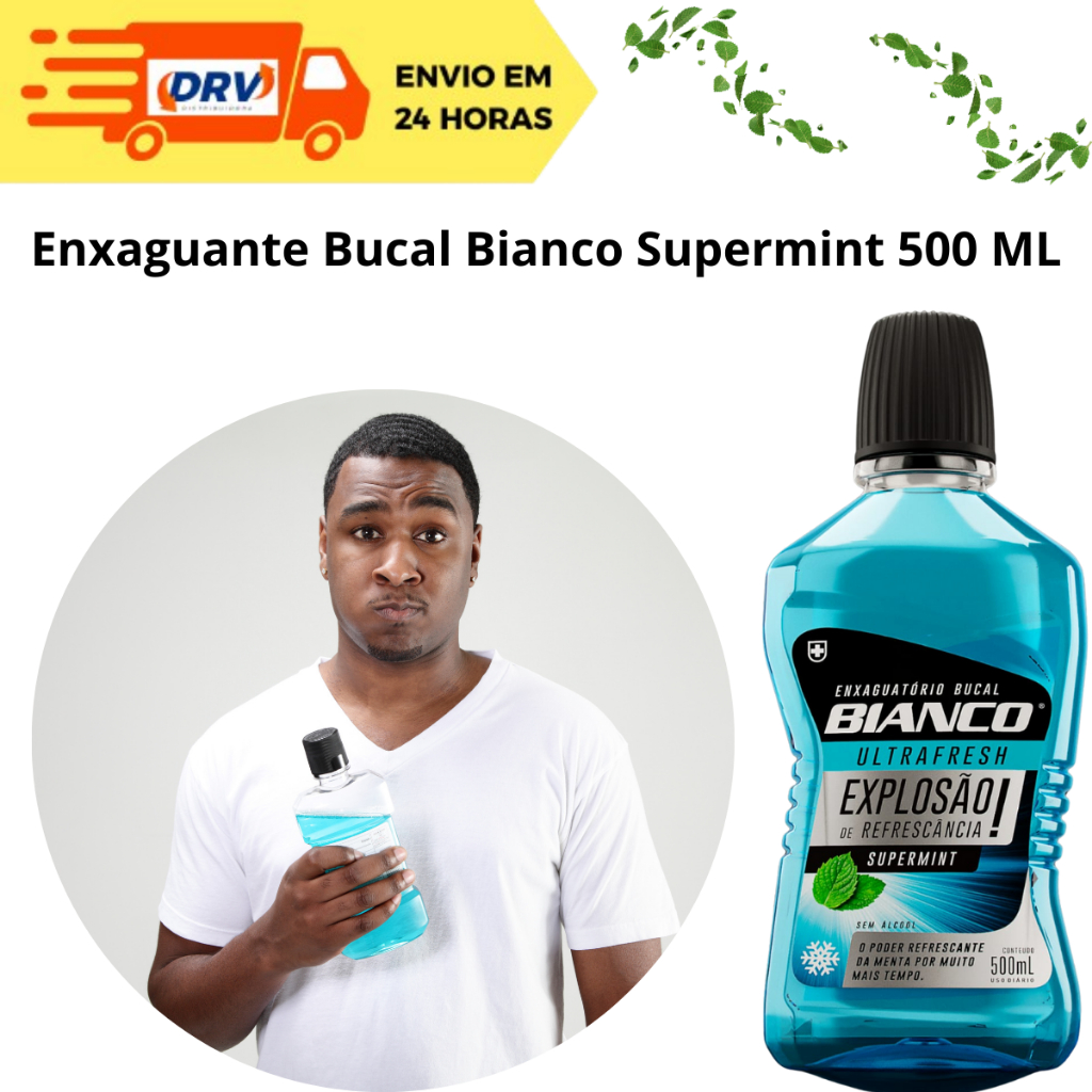 Enxaguante Bucal  Bianco Supermint 500 ML - Enxaguatório Bucal Bianco 500 ML -  Supermint Bianco