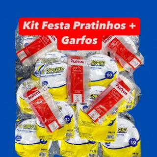KIT FESTA 300 UNID PRATOS E GARFOS BOLO SOBREMESA CHURRASCO DOCES EVENTOS em Oferta na Shopee