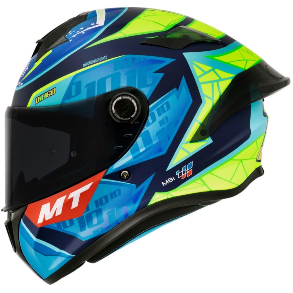Capacete moto fechado MT Targo S Diogo Moreira 2023 Azul Fosco