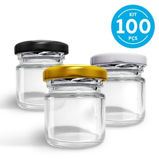 KIT c/100 Potes de Vidro 40ml p/Geleias, Doces, Conservas, Temperos, Compotas em Oferta na Shopee