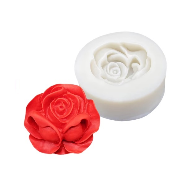Molde de Silicone Rosa com Botão para Artesanato Apliques e para Confeitaria para Brigadeiro de Rosa