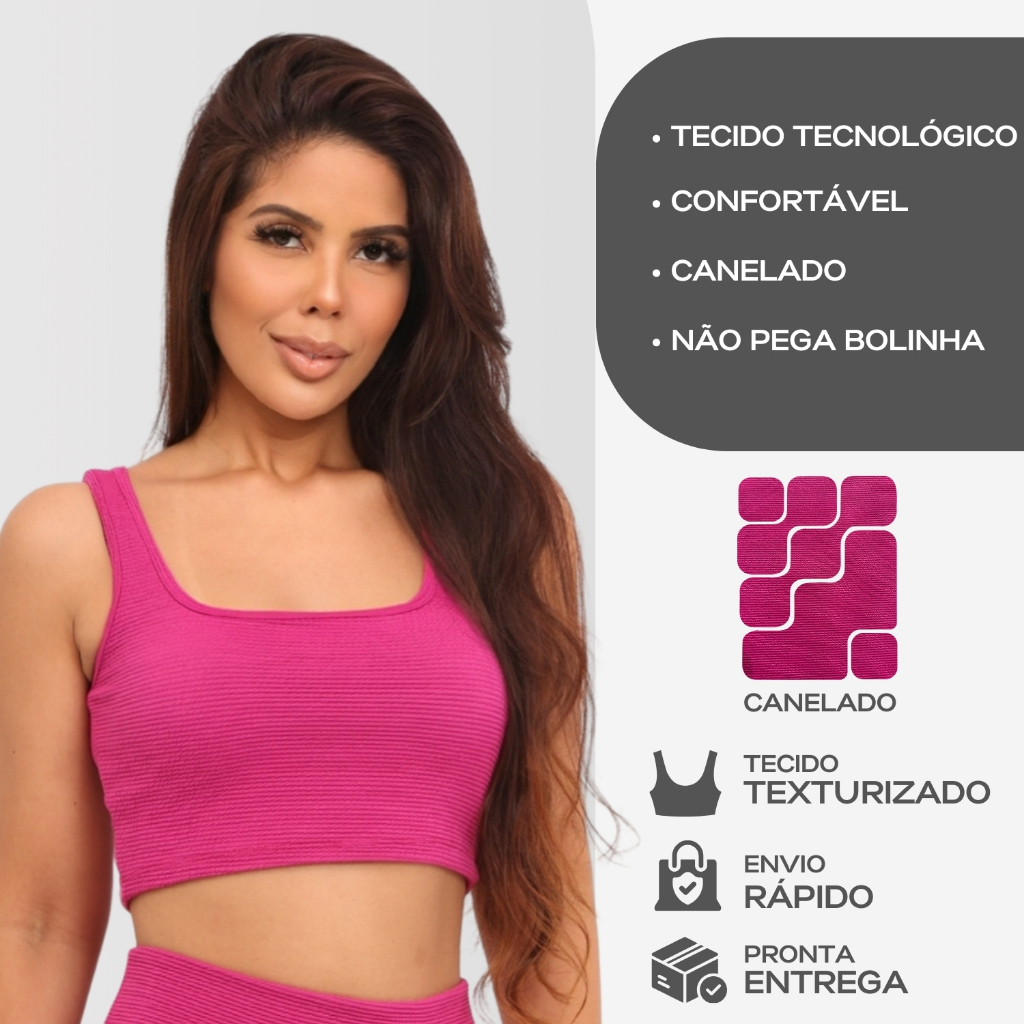 Top Canelado Feminino Academia Fitness