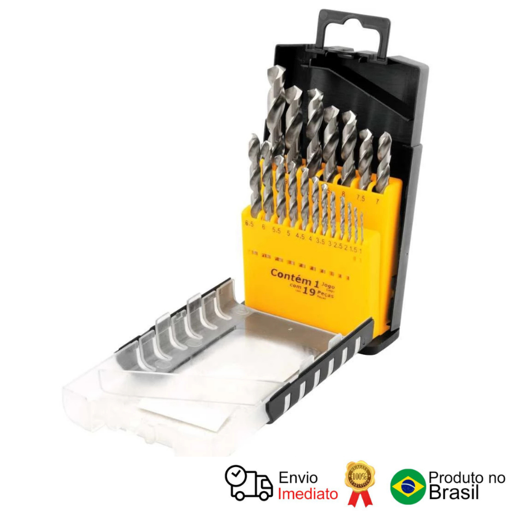 Jogo De Brocas Aço Rápido Din 338 1,0 A 10 Mm 19 Pçs Vonder em Oferta na Shopee