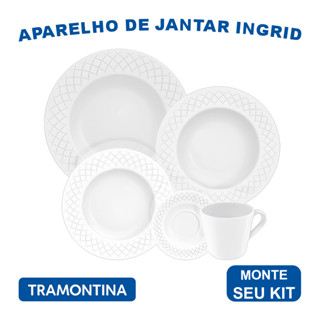 Aparelho de Jantar e Chá Porcelana 30 Peças Ingrid Tramontina - Monte Seu Kit de Pratos e ...